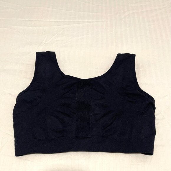 Compression Bra Black Front-Zip Post-Surgery Amoena Pockets Adjustable Straps - Picture 5 of 14